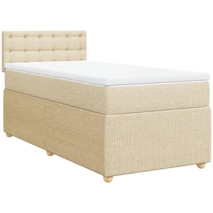 vidaXL Sommier à lattes de lit avec matelas Crème 200x200 cm Tissu pas cher