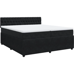 vidaXL Sommier à lattes de lit et matelas Noir 200x200 cm Velours pas cher