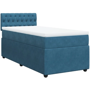 vidaXL Sommier à lattes de lit et matelas Bleu 200x200 cm velours pas cher