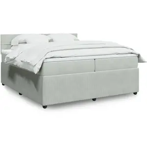 vidaXL Sommier à lattes de lit et matelas Gris clair 200x200cm Velours pas cher
