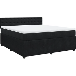 vidaXL Sommier à lattes de lit avec matelas Noir 180x200 cm Velours pas cher