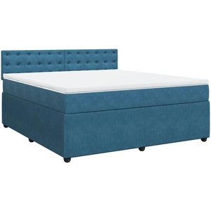 vidaXL Sommier à lattes de lit et matelas bleu 180x200 cm velours pas cher