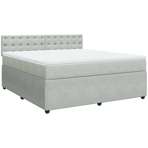 vidaXL Sommier à lattes de lit et matelas Gris clair 180x200cm Velours pas cher