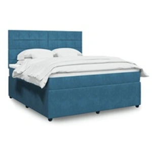 vidaXL Sommier à lattes de lit et matelas Bleu foncé 180x200cm Velours