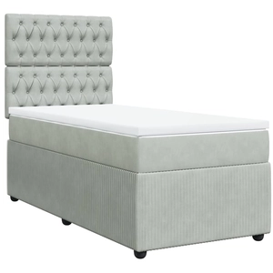 vidaXL Sommier à lattes de lit et matelas Gris clair 180x200cm Velours pas cher