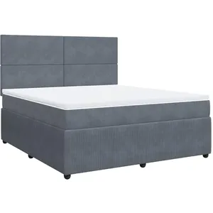 vidaXL Sommier à lattes de lit et matelas Gris foncé 180x200cm Velours pas cher