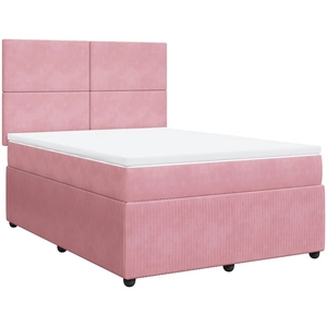 vidaXL Sommier à lattes de lit avec matelas Rose 160x200 cm Velours pas cher