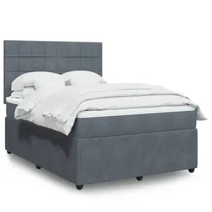 vidaXL Sommier à lattes de lit et matelas Gris foncé 160x200cm Velours pas cher
