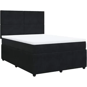 vidaXL Sommier à lattes de lit et matelas Noir 160x200 cm Velours pas cher