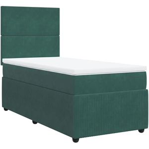 vidaXL Sommier à lattes de lit et matelas Vert foncé 140x200cm Velours pas cher