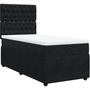 vidaXL Sommier à lattes de lit avec matelas Noir 140x200 cm Velours pas cher