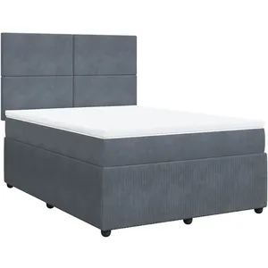 vidaXL Sommier à lattes de lit et matelas Gris foncé 140x190cm Velours pas cher