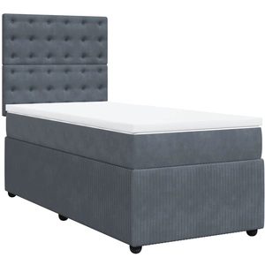vidaXL Sommier à lattes de lit et matelas Gris foncé 140x200cm Velours pas cher