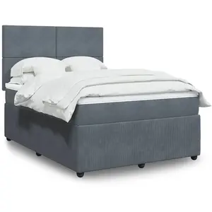 vidaXL Sommier à lattes de lit et matelas Gris foncé 160x200cm Velours pas cher
