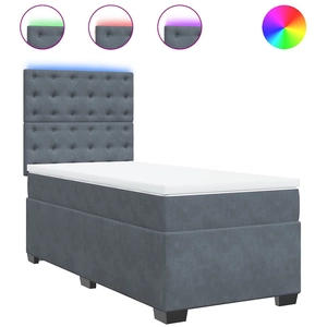 vidaXL Sommier à lattes de lit et matelas Gris foncé 90x190 cm Velours pas cher
