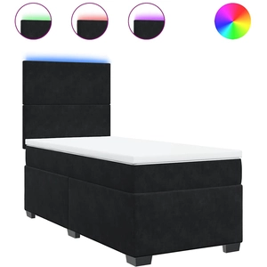 vidaXL Sommier à lattes de lit avec matelas Noir 90x200 cm Velours pas cher