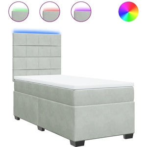 vidaXL Sommier à lattes de lit et matelas Gris clair 90x190 cm Velours pas cher