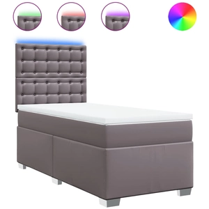 vidaXL Sommier à lattes de lit avec matelas Gris 160x200 cm Similicuir pas cher