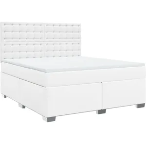 vidaXL Sommier à lattes de lit avec matelas Blanc 180x200cm Similicuir pas cher