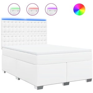 vidaXL Sommier à lattes de lit avec matelas Blanc 140x200cm Similicuir pas cher