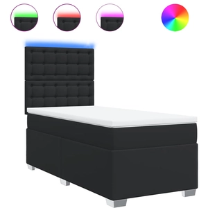 vidaXL Sommier à lattes de lit avec matelas Noir 90x200 cm Similicuir pas cher