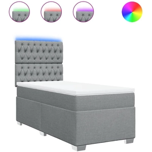 vidaXL Sommier à lattes de lit avec matelas Gris clair 100x200cm Tissu pas cher