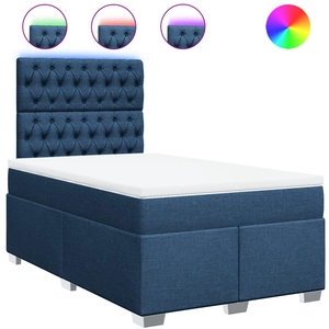 vidaXL Sommier à lattes de lit avec matelas Bleu 90x190 cm Tissu pas cher