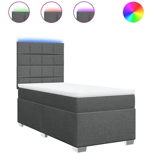 vidaXL Sommier à lattes de lit et matelas Gris foncé 90x190 cm Tissu pas cher