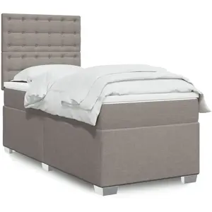 vidaXL Sommier à lattes de lit avec matelas Taupe 90x190 cm Tissu pas cher