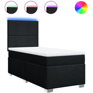 vidaXL Sommier à lattes de lit avec matelas Noir 90x200 cm Tissu pas cher