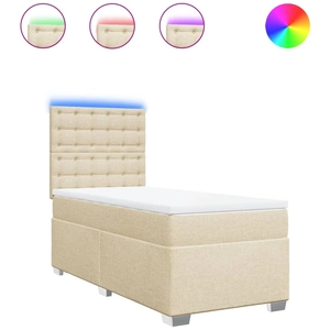 vidaXL Sommier à lattes de lit avec matelas Crème 80x200 cm Tissu pas cher