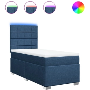 vidaXL Sommier à lattes de lit avec matelas Bleu 90x200 cm Tissu pas cher