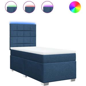vidaXL Sommier à lattes de lit avec matelas Bleu 80x200 cm Tissu pas cher