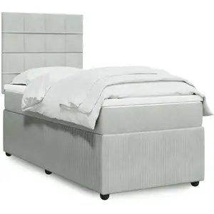 vidaXL Sommier à lattes de lit et matelas Gris clair 90x190 cm Velours pas cher