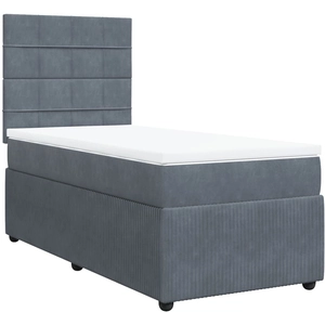 vidaXL Sommier à lattes de lit et matelas Gris foncé 90x190 cm Velours pas cher