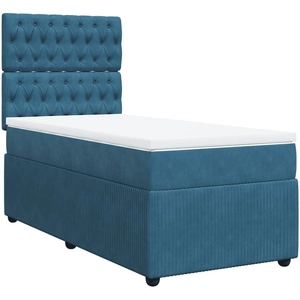vidaXL Sommier à lattes de lit et matelas Bleu foncé 80x200 cm Velours pas cher