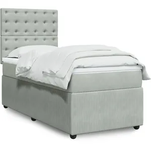 vidaXL Sommier à lattes de lit et matelas Gris clair 80x200 cm Velours pas cher