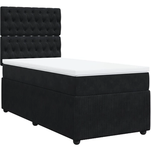 vidaXL Sommier à lattes de lit et matelas Noir 80x200 cm Velours pas cher