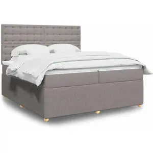 vidaXL Sommier à lattes de lit avec matelas Taupe 200x200 cm Tissu pas cher