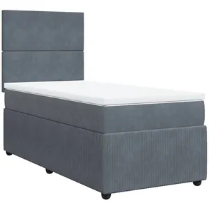 vidaXL Sommier à lattes de lit et matelas Gris foncé 80x200 cm Velours pas cher