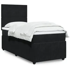 vidaXL Sommier à lattes de lit et matelas Noir 80x200 cm Velours pas cher