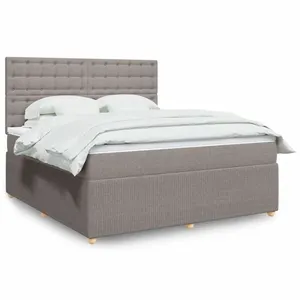 vidaXL Sommier à lattes de lit avec matelas Taupe 180x200 cm Tissu pas cher
