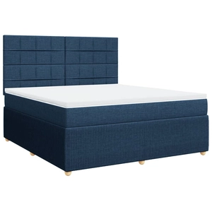 vidaXL Sommier à lattes de lit avec matelas Bleu 180x200 cm Tissu pas cher
