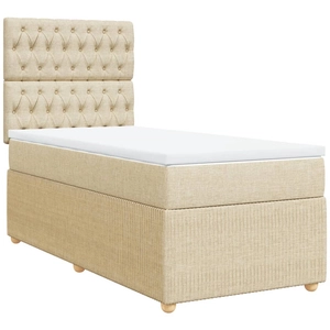 vidaXL Sommier à lattes de lit avec matelas Crème 180x200 cm Tissu pas cher