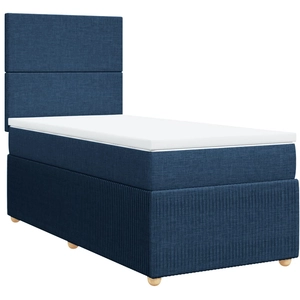 vidaXL Sommier à lattes de lit avec matelas Bleu 200x200 cm Tissu pas cher