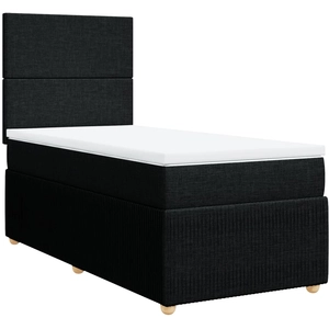 Comparateur de prix : vidaXL Sommier à lattes de lit avec matelas Noir 200x200 cm Tissu