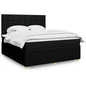 vidaXL Sommier à lattes de lit avec matelas Noir 180x200 cm Tissu pas cher
