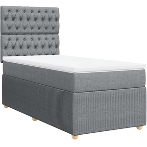 vidaXL Sommier à lattes de lit avec matelas Gris clair 200x200cm Tissu pas cher