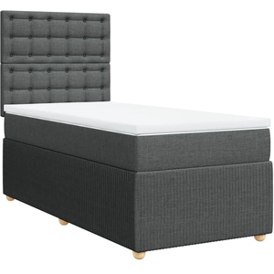 vidaXL Sommier à lattes de lit avec matelas Gris foncé 160x200cm Tissu pas cher