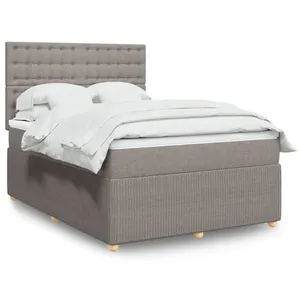 vidaXL Sommier à lattes de lit avec matelas Taupe 160x200 cm Tissu pas cher